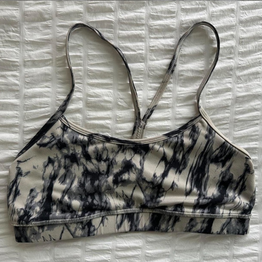 lululemon Black and White Tie Dye Sports Bra